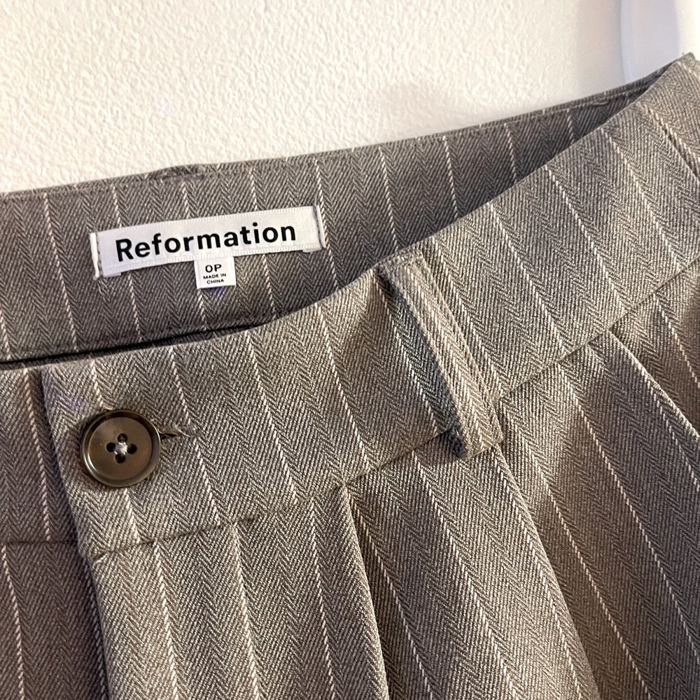 Gray Reformation Pinstripe Striped Trouser Pants
